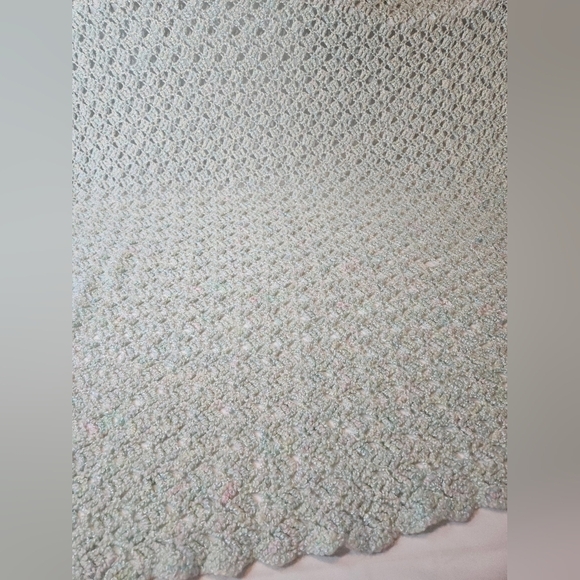 Handmade Crochet Blanket 40x40 Soft Lacy Afghan Pastel Baby Heirloom Cozy Throw - Picture 17 of 17